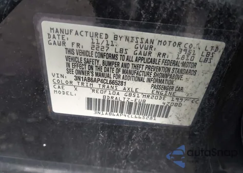 2012 Nissan Sentra 2.0 S from USA, damaged, VIN 3N1AB6AP4CL665281